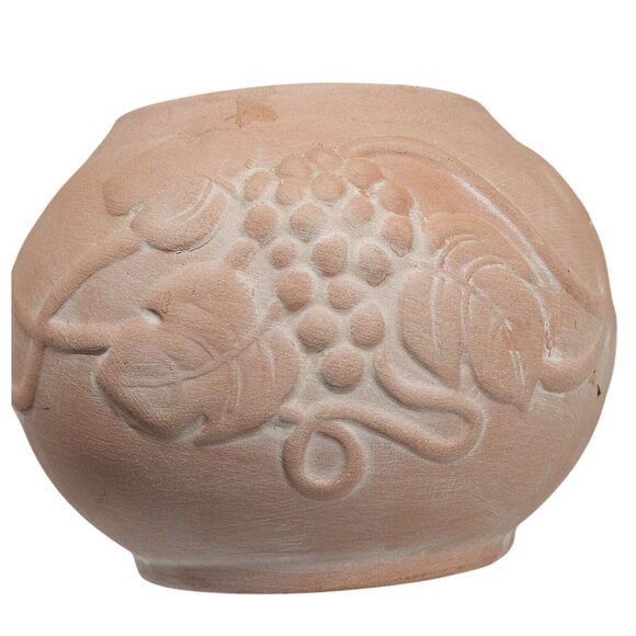 Terracotta Vase With Embossed Grape & Leaf Design - Picture 5 of 8